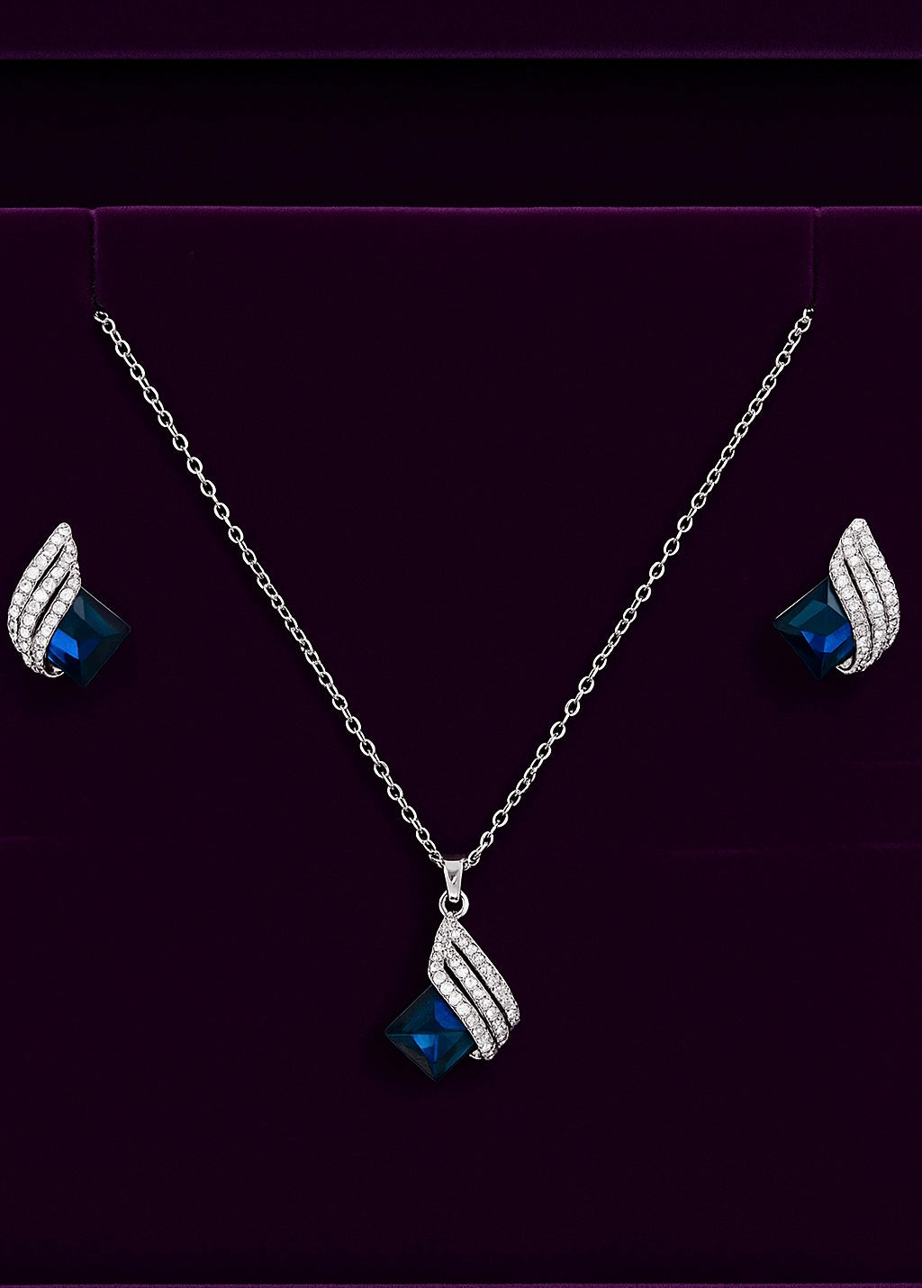 Midnight Blue Elegance Necklace & Earring Set – By Nihalo