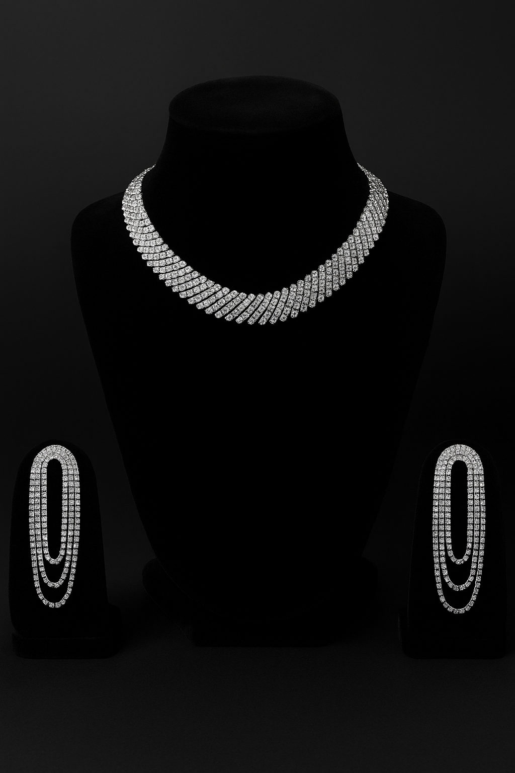 Celestial Ice Artificial Diamond-Cut Necklace & Earrings Set – By Nihalo