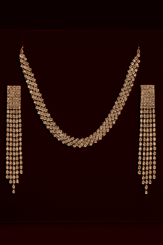 Crystal Cascade Necklace & Earrings Set – By Nihalo