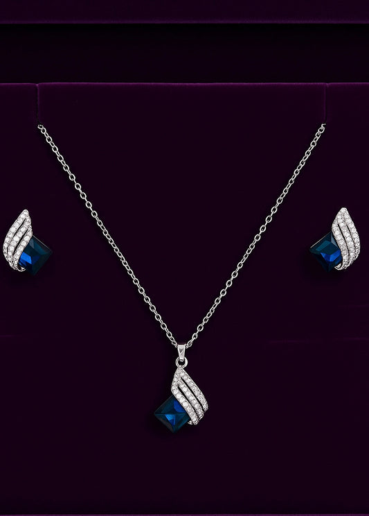 Midnight Blue Elegance Necklace & Earring Set – By Nihalo